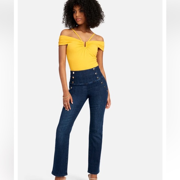 Bebe HIGH WAIST STRAIGHT LEG JEANS - Picture 4 of 11